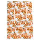 ブーゲンビリアオレンジ色の水色結婚式の引き出物バッグ ミディアムペーパーバッグ (裏面)