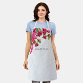 ブーゲンビリアフローラ地中海のギリシャ島 エプロン (着用した状態)