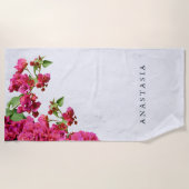 ブーゲンビリアフローラ地中海のギリシャ島 ビーチタオル (正面)