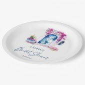 ブーゲンビリア地中海のをテーマにしたブライダルシャワー ペーパープレート (アングル)