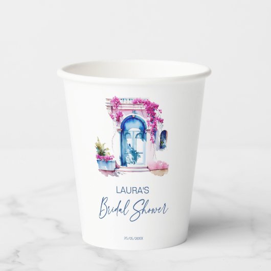 ブーゲンビリア地中海のをテーマにしたブライダルシャワー 紙コップ (正面)