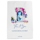 ブーゲンビリア地中海のブライダルシャワーのお願い ミディアムペーパーバッグ (裏面)