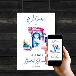 ブーゲンビリア地中海のブライダルシャワー歓迎 ポスター