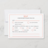 ブーゲンビリア水の色オレンジ結婚の白の食事 出欠カード (正面)