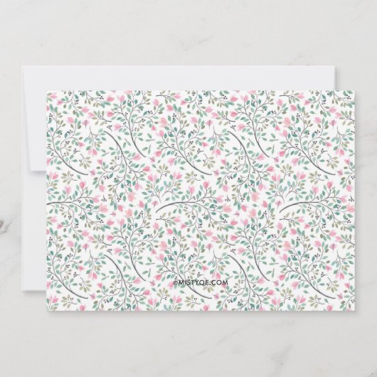 ブーゲンビリア水彩赤ちゃんシャワー 招待状 (裏面)