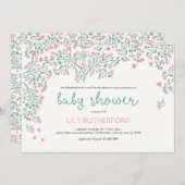 ブーゲンビリア水彩赤ちゃんシャワー 招待状 (正面/裏面)
