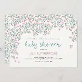 ブーゲンビリア水彩赤ちゃんシャワー 招待状