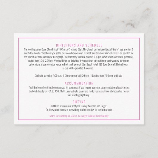 ブーゲンビリア水色ピンク結婚色の詳細 エンクロージャーカード (正面)