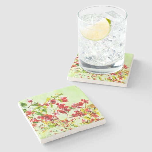 ブーゲンビリア熱帯アートフラワーマーブル ストーンコースター (横)