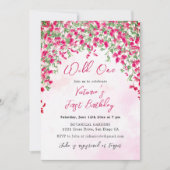 ブーゲンビリア熱帯ワイルドフラワーシャワー誕生日 招待状 (正面)