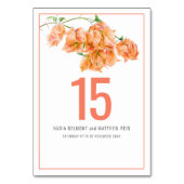 ブーゲンビリア紙の花サンゴ結婚のオレンジ テーブルナンバー (正面)