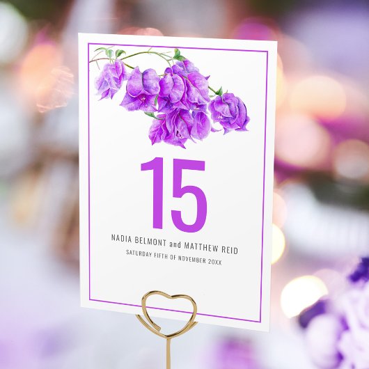 ブーゲンビリア紙の花結婚紫 テーブルナンバー