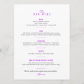 ブーゲンビリア紫の結婚水彩色のバー メニュー (正面)