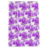 ブーゲンビリア紫色の水彩結婚式の引き出物バッグ ミディアムペーパーバッグ (裏面)