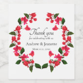 ブーゲンビリア結婚フラワーのワインボトルラベル ワインラベル (シングルラベル)