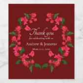 ブーゲンビリア結婚フラワーのワインボトルラベル ワインラベル (シングルラベル)