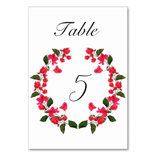 ブーゲンビリア結婚フラワーズテーブル番号カード テーブルナンバー (正面)