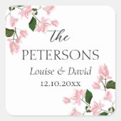 ブーゲンビリア結婚式の贈り物&好意ステッカー スクエアシール (正面)