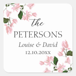 ブーゲンビリア結婚式の贈り物&好意ステッカー スクエアシール