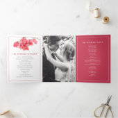 ブーゲンビリア赤い花の結婚水色 三つ折りプログラム (内部)