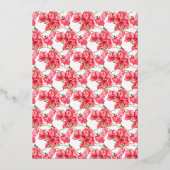 ブーゲンビリア赤コーラルピンク白ブライダル昼食会 箔招待状 (裏面)