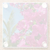 ブーゲンビリア&パームツリートロピカル自然シーン ガラスコースター (裏面)