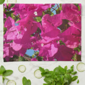 ブーゲンビリア&パームツリートロピカル自然シーン キッチンタオル (折り畳み)