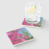 ブーゲンビリア&パームツリートロピカル自然シーン ストーンコースター (横)