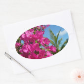 ブーゲンビリア&パームツリートロピカル自然シーン 楕円形シール (封筒)