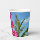 ブーゲンビリア&パームツリートロピカル自然シーン 紙コップ (裏面)