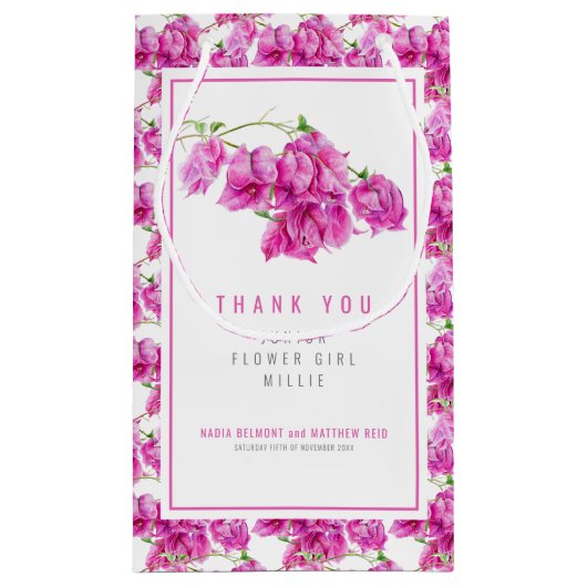 ブーゲンビリア・ピンクの花の女の子jr.結婚式の引き出物 スモールペーパーバッグ (裏面)