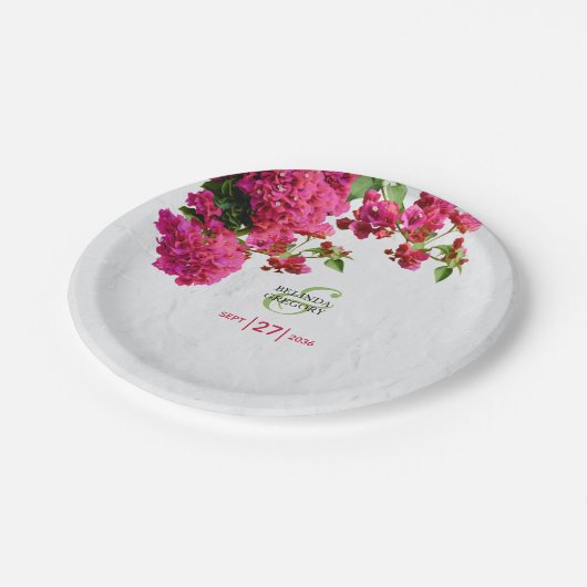 ブーゲンビリア メディテラニアン ギリシャ島 ウェディング ペーパープレート (アングル)