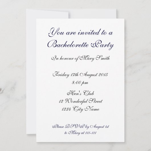 ブーゲンビリア 招待状 (裏面)