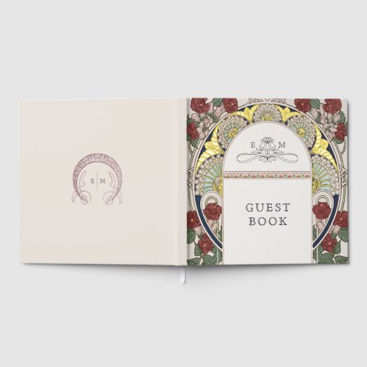 ブーゲンビリーアブルゴーニュ結婚金ゴールドアールヌーボー ゲストブック (全面)