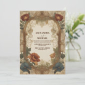 ブーゲンビリーグリーン結婚ズアールヌーボーミュシャ 招待状 (スタンド正面)