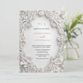 ブーゲンビリーグリーン結婚金ゴールドアールヌーボーミュシャ 招待状 (スタンド正面)