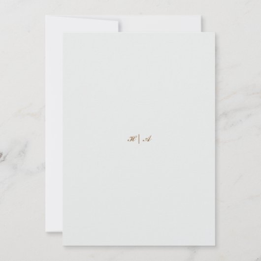 ブーゲンビリーグリーン結婚金ゴールドアールヌーボーミュシャ 招待状 (裏面)