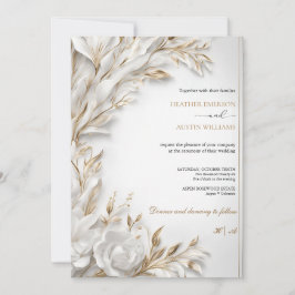 ブーゲンビリーグリーン結婚金ゴールドアールヌーボーミュシャ 招待状