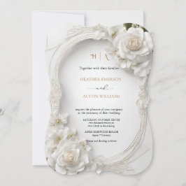 ブーゲンビリーグリーン結婚金ゴールドアールヌーボーミュシャ 招待状