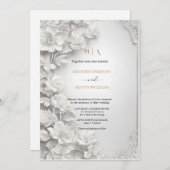 ブーゲンビリーグリーン結婚金ゴールドアールヌーボーミュシャ 招待状 (正面/裏面)