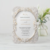 ブーゲンビリーグリーン結婚金ゴールドアールヌーボーミュシャ 招待状 (スタンド正面)