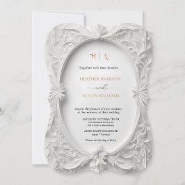 ブーゲンビリーグリーン結婚金ゴールドアールヌーボーミュシャ 招待状