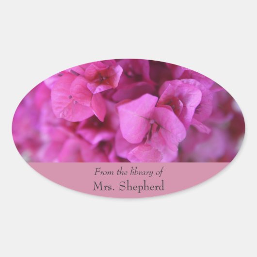 ブーゲンビリーフル蔵書票 楕円形シール (正面)