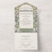 ブーゲンビレアグリーンアールヌーボーミュシャ結婚ズ オールインワン招待状 (内側)