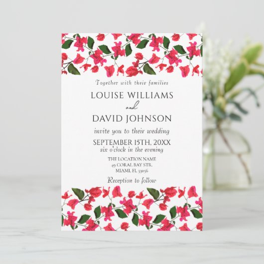 ブーゲンビレアフラワー結婚式招待状 招待状 (スタンド正面)