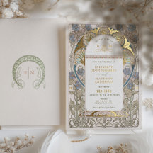 ブーゲンビレアブルー結婚金ゴールドアールヌーボーミュシャ