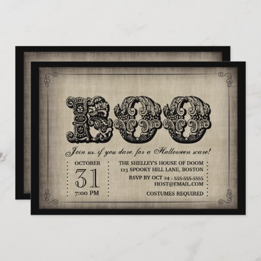 ブーゴ不気味シックハローウィンパーティ招待状 招待状 (正面/裏面)