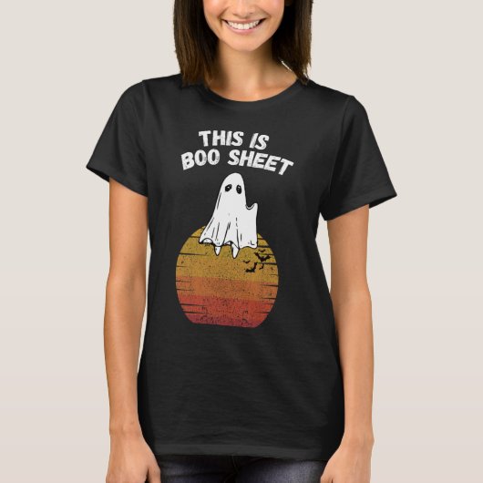 ブーシートゴーストのレトロハロウィン簡単コスチューム Tシャツ (正面)