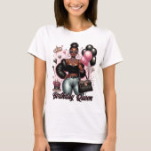 ブージェアフリカンアメリカン女性誕生日クイーン Tシャツ (正面)