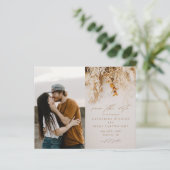 ブージブロー花の写真付き結婚式延期案内状 (スタンド正面)